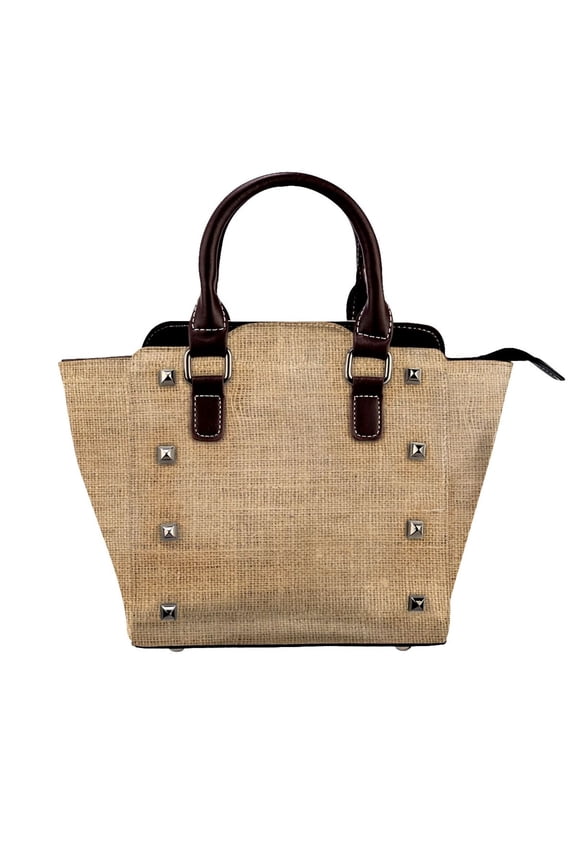 Textile Burlap Horizontal Background With Natural Texture Rivet Fashion One-Shoulder Women's Handbag Tote Bag