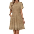 thumbnail image 1 of Textile Burlap Horizontal Background with Natural Texture Dress Fashion Beach Short Sleeve Dresses Female Party Printed Sundress, 1 of 7
