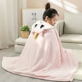 thumbnail image 1 of Textile City Cute Cartoon Hooded Throw Blanket Coral Velvet Soft Solid Wearable Adult Children Blanket Hoodie for Autumn Winter (unicorn,Adult 1x1.6M), 1 of 7
