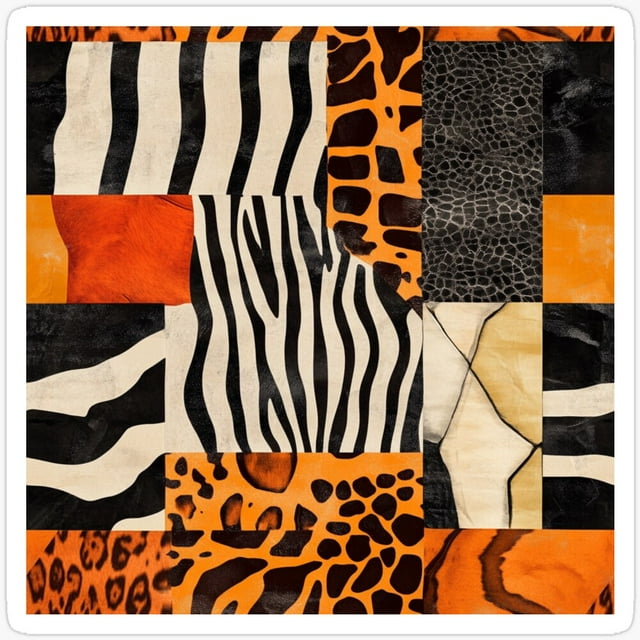 Textile Collage Of Wild Prints Sticker Kir-2476