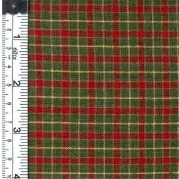 Textile Creations 562 Rustic Woven Fabric, Plaid Green, Red And Yellow, 15 yd.
