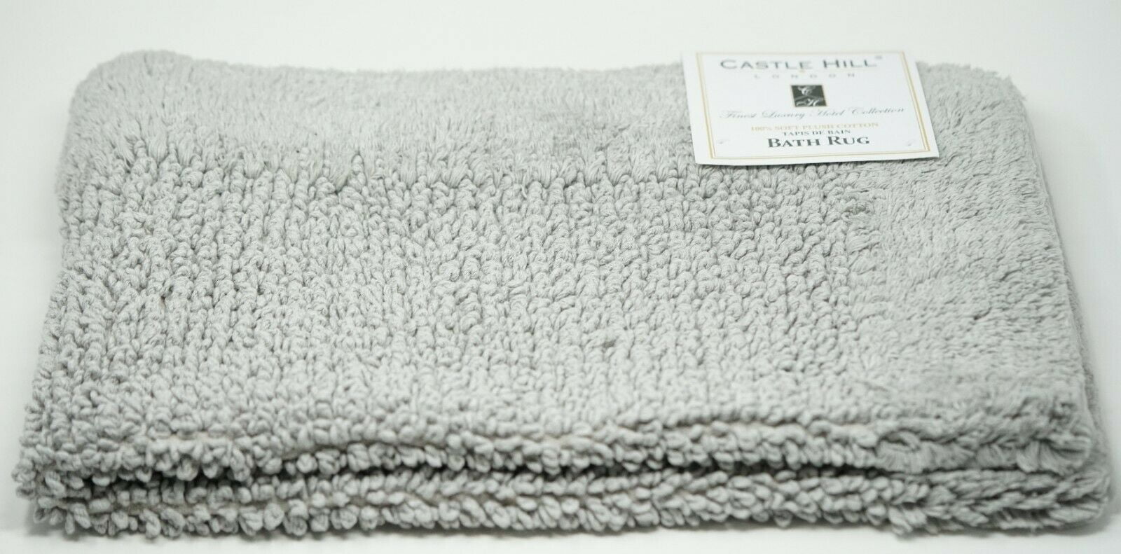 Naples 24 x 40 Silver Cotton Non-Slip Bath Rug