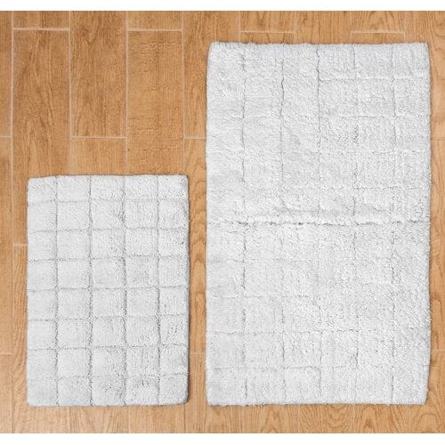 Textile Decor Castle 2 Piece 100pct Cotton Summer Tile Spray Latex Bath Rug Set