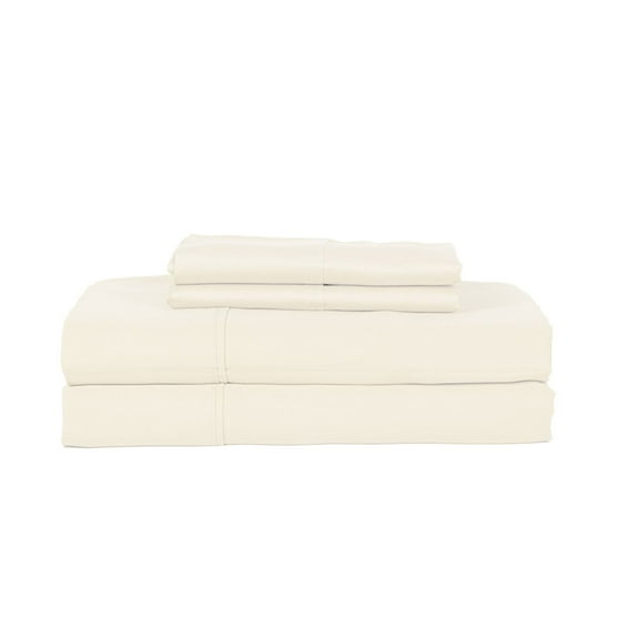 Castle Hill London 410 Thread Count Cotton Sateen Sheet Set Deep Pocket - Queen, Ivory