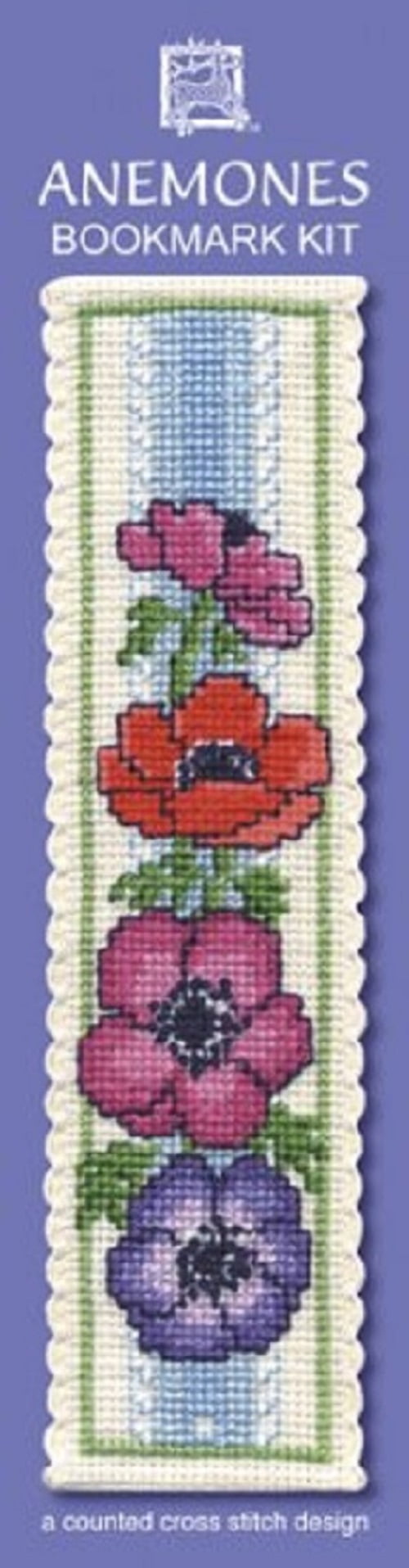 Anemonies Bookmark Cross Stitch Kit at Button and Needlework Boutique