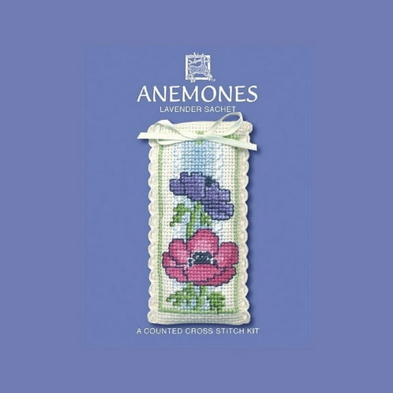 Textile Heritage Lavender Sachet Counted Cross Stitch Kit - Anemones