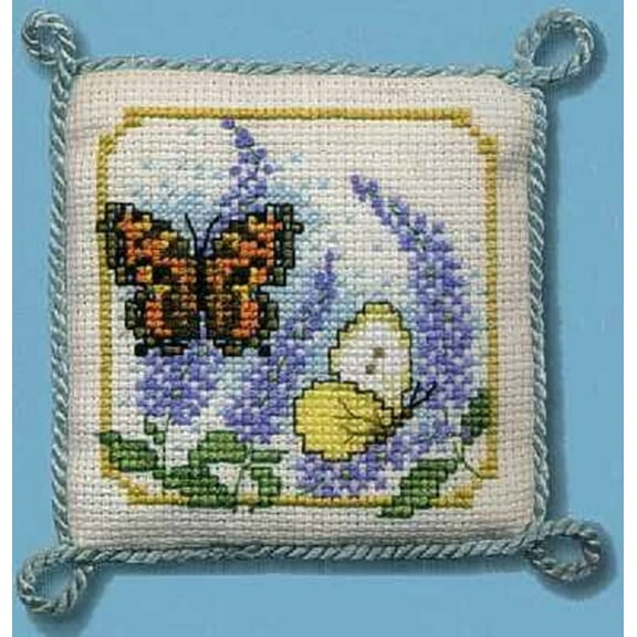 Textile Heritage Pincushion Counted Cross Stitch Kit - Butterflies & Buddleia