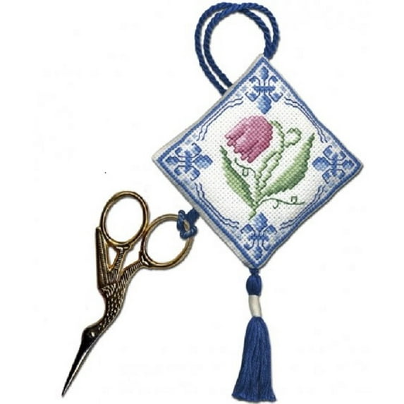 Textile Heritage Scissor Keep Cross Stitch Kit - Delft Tulips