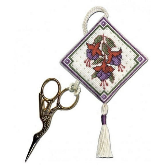 Textile Heritage Scissor Keep Cross Stitch Kit - Fuchsias