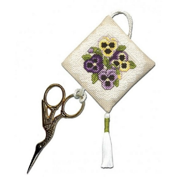 Textile Heritage Scissor Keep Cross Stitch Kit - Victorian Pansies