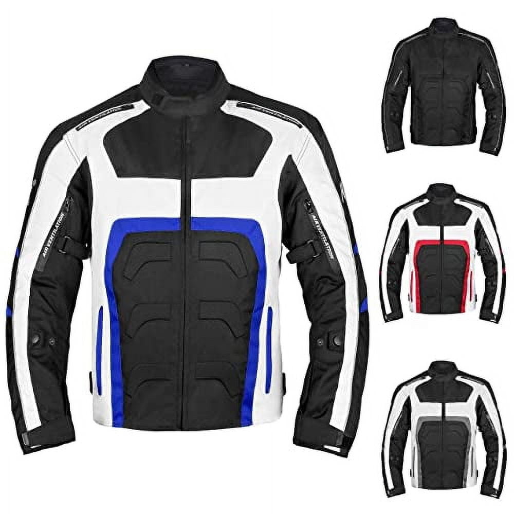 Textile Motorcycle Jacket For Men Dualsport Enduro Motorbike Biker Riding Jacket Breathable CE ARMORED WATERPROOF Blue 4XL