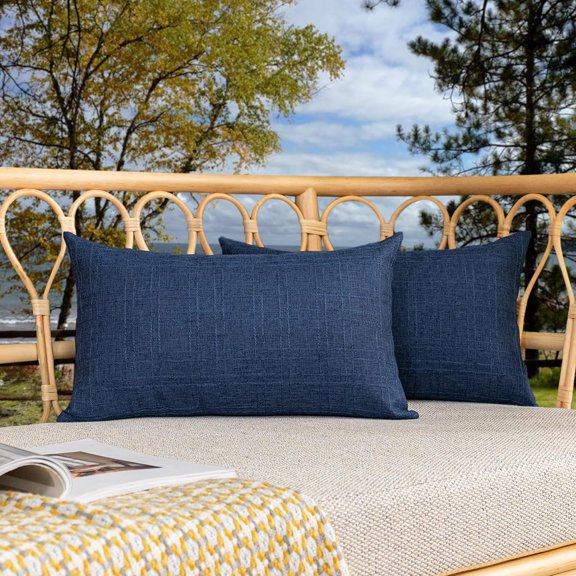Textile Pack of 2 Decorative Outdoor Waterproof Throw Pillow Covers Checkered Pillowcases Classic Cushion Cases for Patio