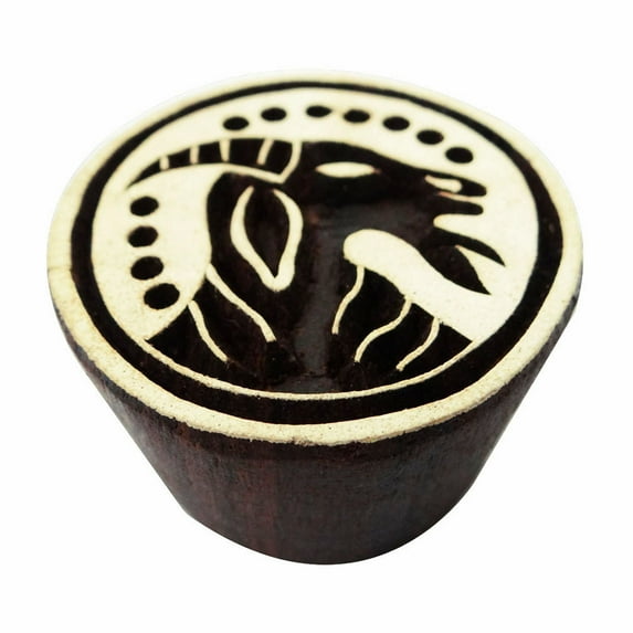 Textile Printing On Fabric Stamp Hand Carved Capricorn Rashi Sign Wooden Block