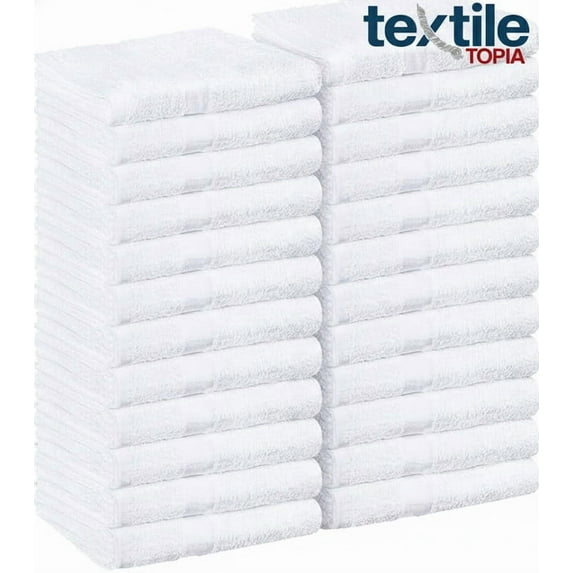 Textile Topia Premium Collection Hand Towel 16x27 – White Hand Towels for Spa, Salon, Gym, Hotel & Resort – 86% Cotton 14% Polyester – Soft, Thick & Absorbent - 12 Pack