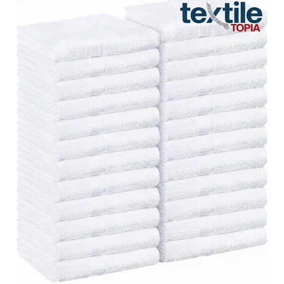 Textile Topia Premium Collection Hand Towel 16x27 – White Hand Towels for Spa, Salon, Gym, Hotel & Resort – 86% Cotton 14% Polyester – Soft, Thick & Absorbent - 24 Pack