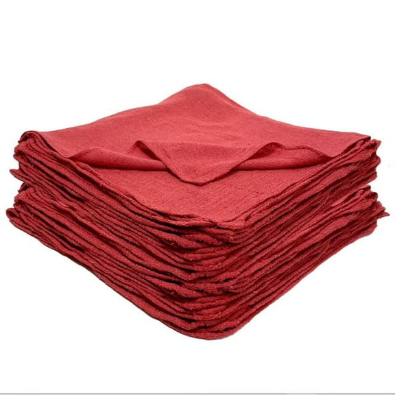 Textile Topia Red Shop Towels – Reusable Cotton Rags, Lint-Free & Heavy – Duty Cleaning Towels for Garage, Auto & Industrial Use – 50 Pack