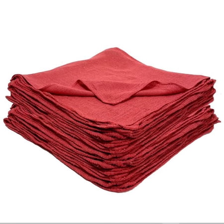 Textile Topia Red Shop Towels – Reusable Cotton Rags, Lint-Free & Heavy – Duty Cleaning Towels for Garage, Auto & Industrial Use – 500 Pack