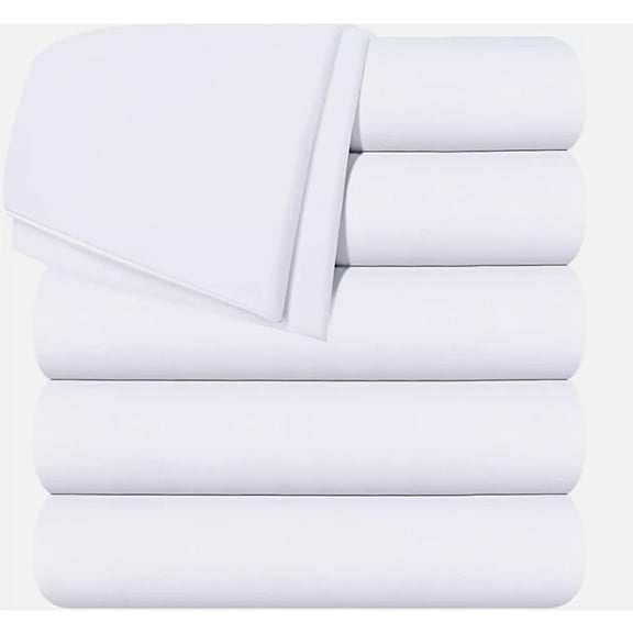 Textile Topia T-180 Full Flat Bed Sheets 81”x104” – Soft & Durable Cotton-Blend, Hotel Quality Bedding, Machine Washable – 6 Pack