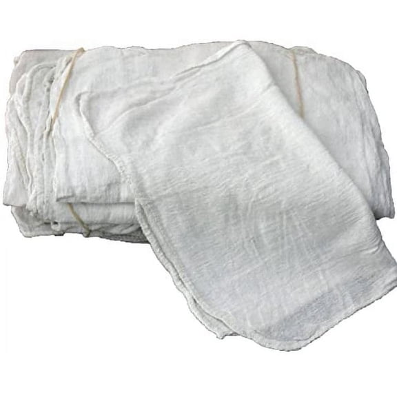 Textile Topia White Shop Towels – Reusable Cotton Rags, Lint-Free & Heavy – Duty Cleaning Towels for Garage, Auto & Industrial Use – 100 Pack