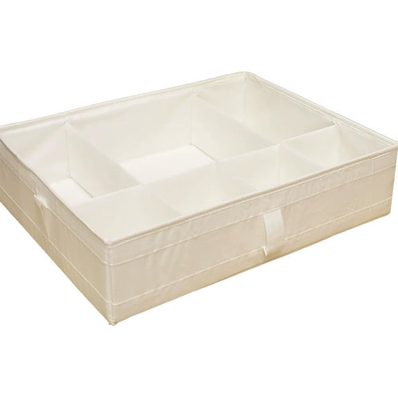 Fabric Closet Storage Box with Six Compartments and Side Handles, 44 by 34 by 11 cm Foldable Wardrobe Drawer Organizer for Underwear, Socks and Baby Clothes