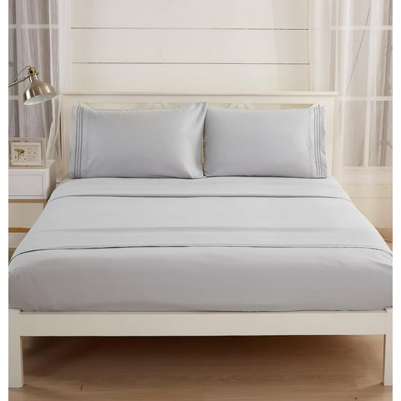 Textilia 4 Piece King Gray Bed Sheet Set- 100% Brushed Microfiber Sheets with 1500 Thread Count Wrinkle and Fade Resistant, Hypoallergenic Bedding That Fits Mattresses up to 15" Deep.