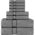 thumbnail image 1 of Textilia Set of 8 - 3 Size 100% Cotton Towels 600gsm Gray, 1 of 5