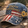 thumbnail image 1 of Textilo 250 Anniversary USA Hat, USA 250th Anniversary Commemorative Cap, 1776-2026 Distressed Baseball Cap, Traditional American Tribute Hat Gift for Patriots & Veterans A, 1 of 7