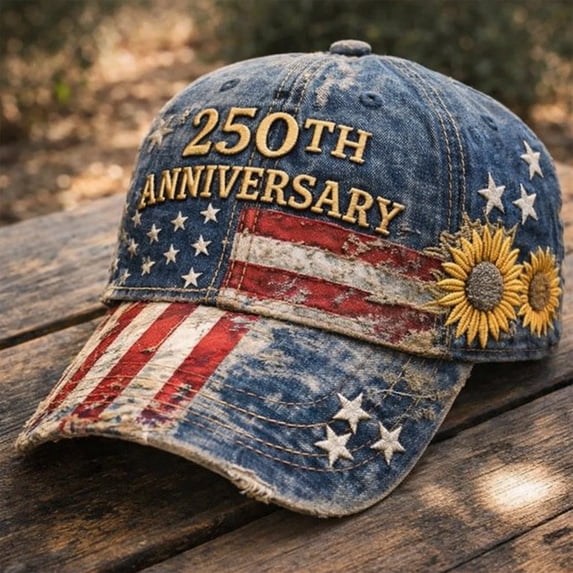 Textilo 250 Anniversary USA Hat, Unisex America 250th Anniversary Hat 1776-2026, Distressed Denim Casual Cap, Traditional Patriotic Gift for Patriots & Veterans A