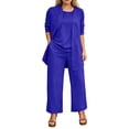 thumbnail image 1 of Textilo 3 Piece Lounge Sets for Women 3/4 Sleeve Cardigan Sleeveless Top Wide Leg Pants Sweatsuit Sets Business Casual Sets,Royal Blue XL, 1 of 5