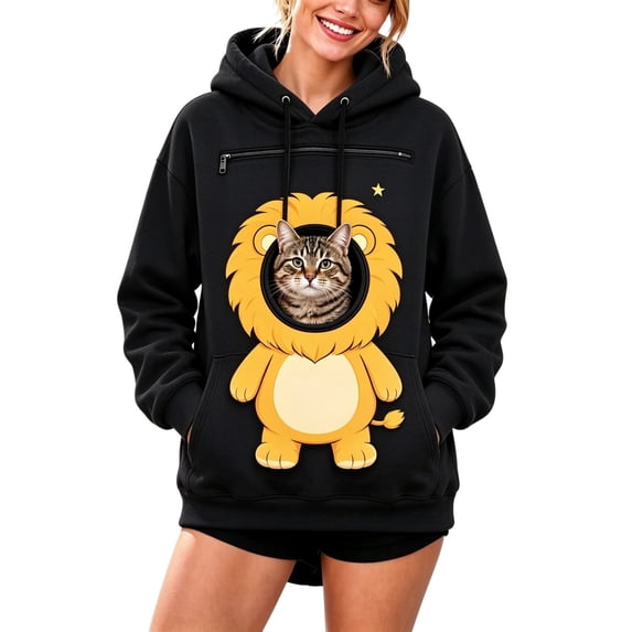 Textilo Christmas Pet Pouch Hoodie for Women Men Zip Up Long Sleeve Hooded Sweatshirt with Kangaroo Pockets Drawstring Cute Funny Santa Holiday Dog Pouch Christmas Hoodies