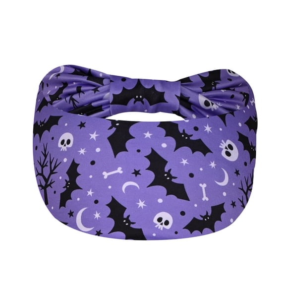 Textilo Halloween Headbands for Women Wide Knotted Head Bands Ghost Turban Non Slip Hairbands Stretch Pumpkin Workout Head Wraps Yoga Hair Scarf