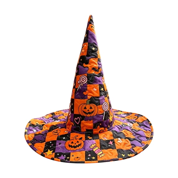 Textilo Halloween Tall Witch Hat Decorative Magic Hat with Wide Brim Halloween Cosplay Party Home Decor Photo Prop
