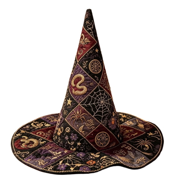 Textilo Halloween Tall Witch Hat, Wizard Hat, Vintage Spooky Accessory, Wide Brim Spire Cap, One Size Fits All for Cosplay Costume Daily Party Masquerade