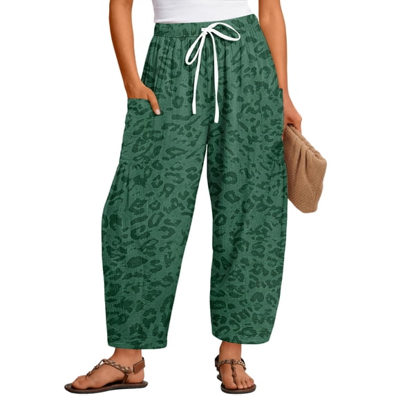Textilo Barrel Sweatpants for Women Cheetah Print Wide Leg Pants with Side Pockets Drawstring Elastic Waist Trouser Baggy Comfy Casual Lounge Fall Winter Slacks