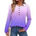 thumbnail image 1 of Textilo Long Sleeve Tops for Women Lounge Crew Neck Button Top Loose Fit Henley Shirts Holiday Fall Fashin Dressy, 1 of 4