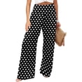 thumbnail image 1 of Textilo Polka Dots Pants for Women Wide Leg Elastic High Waisted Pant with Pockets Trouser Casual Comfy Lounge Y2k Loose Fit 2026 Slacks,Black 3XL, 1 of 5