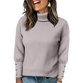 thumbnail image 1 of Textilo Turtleneck Sweater Women Chunky Long Sleeve Knitted Pullover Sweaters Comfy High Low Hem 2025 Fall Winter Trendy Top Gray 11, 1 of 5