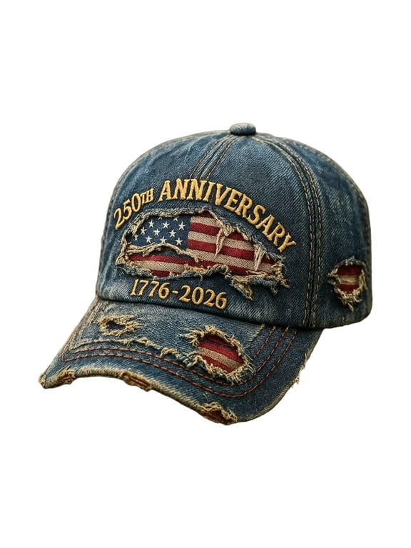 USA 250th Anniversary Distressed Casual Cap,250 Anniversary USA hat 1776-2026 Commemorative Baseball Cap,Traditional American Tribute Hat Gift Honoring Patriots & Veterans Blue Dark Blue