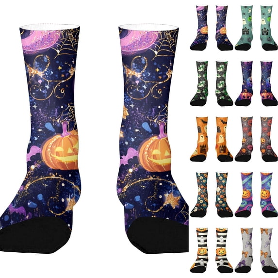 Textilo Unisex Halloween Print Funny Novelty Mid-Calf Socks Breathable Comfortable Fit for Men and Women,Mint Green