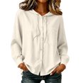 thumbnail image 1 of Textilo Women's Cotton Linen Hoodie Long Sleeve Button Down Hooded Shirts with Pocket Sun Protection Blouse Summer Vacation Beach Lightweight 2026 Casual Clothing,White XL, 1 of 5
