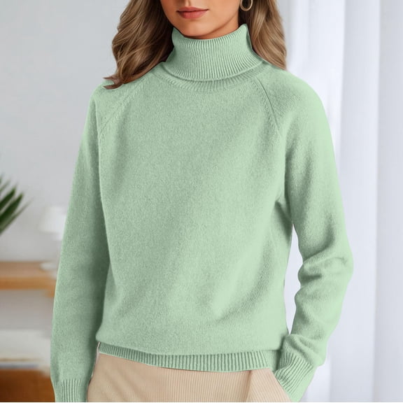 Textilo Women's Turtleneck Sweater Chunky Long Sleeve Knit Pullover Sweater Comfy High Low Hem Fall Winter Trendy Jumper Top Turquoise 12