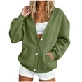 thumbnail image 1 of Textilo Women's V Neck Button Down Sweatshirt Jacket Long Sleeve Sweatshirts with Pockets Solid Color Jacket 2026 Y2k Casual Fall Spring Comfy Clothes,Camouflage Green 2XL, 1 of 3