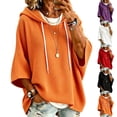thumbnail image 1 of Textilo Women's Waffle Knit Hoodies 3/4 Batwing Sleeve Crew Neck Hoodies Hooded Drawstring Pullover Sweaters Fall Winter Loose Fit Cute Y2k Lightweight Top,Saffron L, 1 of 6