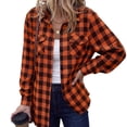 thumbnail image 1 of Textilo Womens Button Down Plaid Shirts Long Sleeve Lapel Collar Shirt with Pockets Blouse Lightweight 2026 Fashion Fall Business Casual Outfits,Orange L, 1 of 7