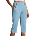 thumbnail image 1 of Textilo Womens Golf Capris Elastic High Waisted Side Slit Stretch Trousers with Pockets Straight Leg Button Pant Golf Yoga Work Lightweight Summer Casual Clothes,Sky Blue M, 1 of 6