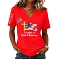 thumbnail image 1 of Textilo Womens Patriotic T Shirts Short Sleeve V Neck Shirt American Flag Design T-Shirts 250 Years Of Freedom Cross Patriotic Tops,Red S, 1 of 4