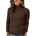 thumbnail image 1 of Textilo Womens Turtleneck Long Sleeve Sweater Fall Winter Trendy Chunky Knitted Pullover Jumper Top Oversized High Low Hem Sweater Coffee 03, 1 of 4