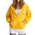 thumbnail image 1 of Textilo Womens Zip Up Hoodies Long Sleeve Drawstring Hooded Sweatshirt with Pockets Drop Shoulder Solid Color Track Jackets Casual Fall Winter Fashion Y2k 2026 Clothes,Yellow S, 1 of 4