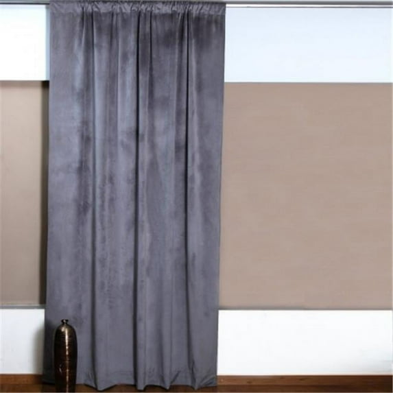 Textrade CU150002TUS 52 x 84 in. Plush Velvet Solid Curtain- Grey
