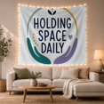 thumbnail image 1 of Textual Mantra on Off-White Background, Calming Minimalist for Wellness Enthusiasts, Abstract Circular Wall Art, Housewarming Gift, Tapestry Wall Hanging for Bedroom and Living Room, 1 of 7